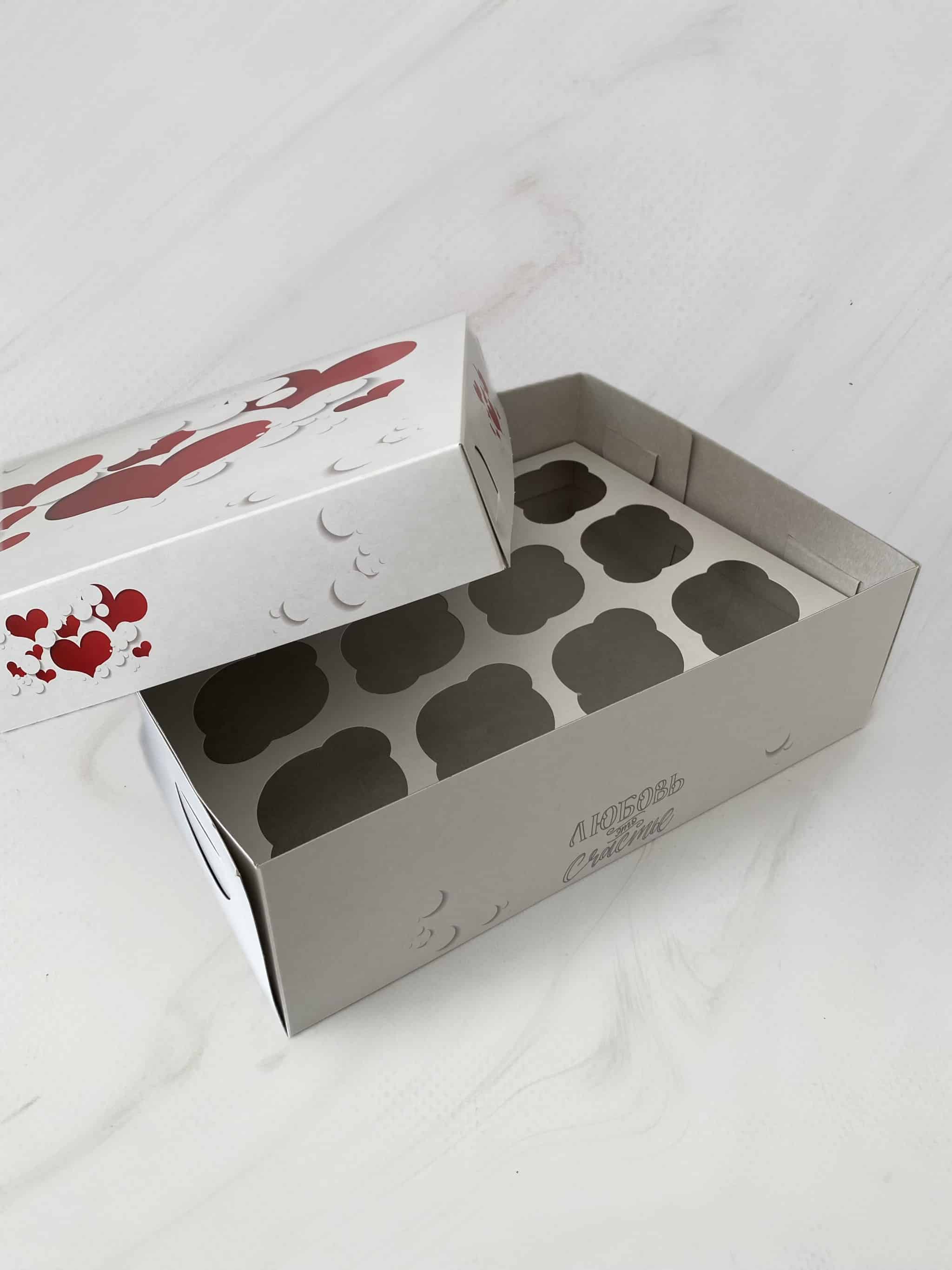 Упаковка под 12 капкейков без окна "Любовь - это счастье" — изображение 3